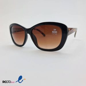 عکس از عینک آفتابی زنانه با فریم مشکی و دسته پلنگی کد 324-648