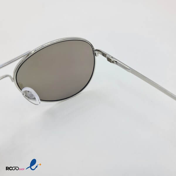 عکس از عینک آفتابی خلبانی با عدسی آبی رنگ و آینه ای و فریم فلزی نقره ای کد 324-837