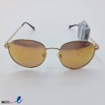 عکس از عینک آفتابی گرد با عدسی آینه ای و فریم طلایی کد 324-388
