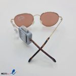 عکس از عینک آفتابی گرد با عدسی آینه ای و فریم طلایی کد 324-388