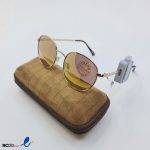 عکس از عینک آفتابی گرد با عدسی آینه ای و فریم طلایی کد 324-388