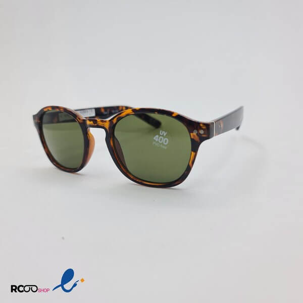 عکس از عینک آفتابی مربعی با فریم پلنگی و عدسی سبز رنگ کد 324-690