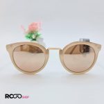 عکس از عینک آفتابی با فریم گرد و عدسی آینه ای و دسته فلزی کد 324-518