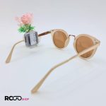 عکس از عینک آفتابی با فریم گرد و عدسی آینه ای و دسته فلزی کد 324-518
