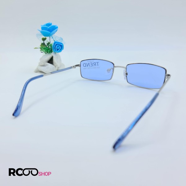 عکس از عینک آفتابی مستطیلی با عدسی آبی رنگ و فریم فلزی کد 324-754