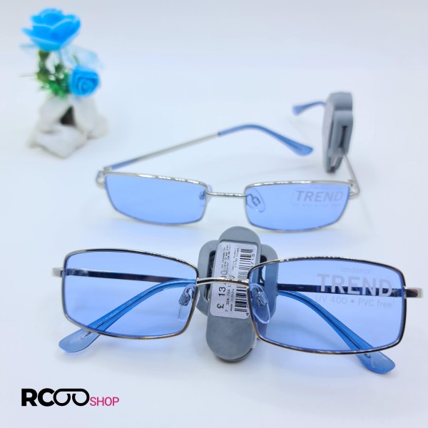 عکس از عینک آفتابی مستطیلی با عدسی آبی رنگ و فریم فلزی کد 324-754