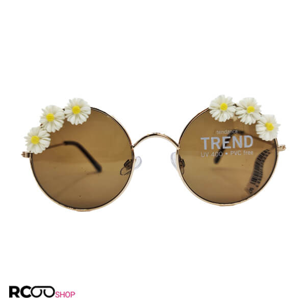 Round frame with 3 white flower sunglasses model 324 653 1
