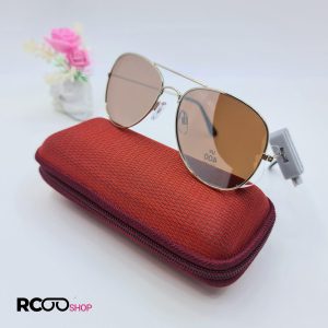عکس از عینک آفتابی خلبانی با فریم طلایی و عدسی آینه ای کد 324-060