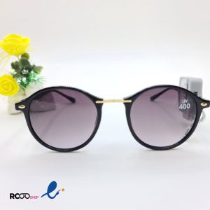 عکس از عینک آفتابی گرد با فریم مشکی و پل بینی فلزی مدل R10-34-326-036