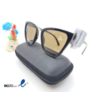 عکس از عینک آفتابی دخترانه با فریم گربه ای با طرح پوست پلنگی کد 326-054
