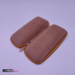 عکس از کیف عینک هارد زیپی رنگ کرمی از جنس جیر مدل 991303