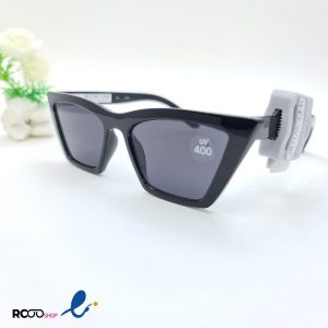 عکس از عینک آفتابی گربه ای زنانه با فریم مشکی رنگ و عدسی دودی UV400 کد 326-064