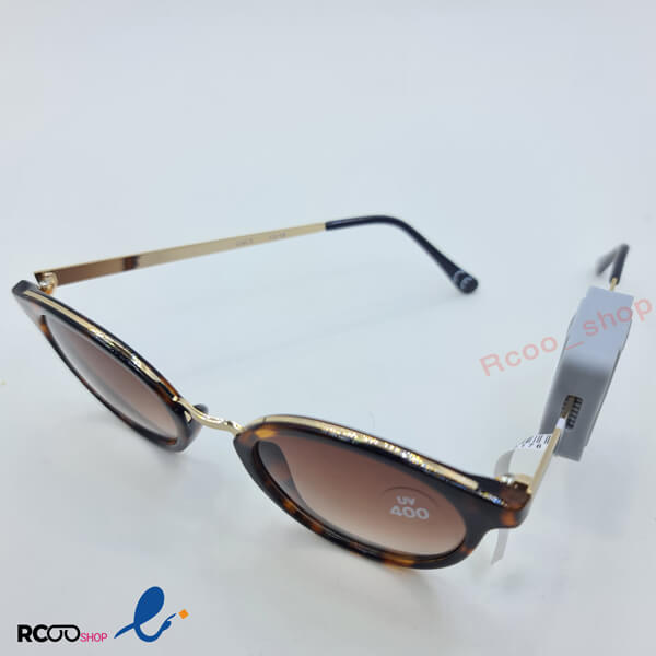 عکس از عینک آفتابی با فریم گرد و رنگ قهوه ای و دسته فلزی مدل 324-838