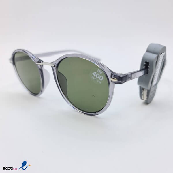 عکس از عینک آفتابی گرد با فریم خاکستری و عدسی سبز رنگ مدل 324-591