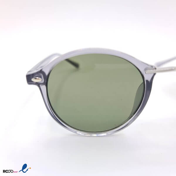 عکس از عینک آفتابی گرد با فریم خاکستری و عدسی سبز رنگ مدل 324-591