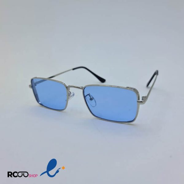 عکس از عینک شب با فریم فلزی و مستطیلی شکل و لنز آبی رنگ برند ریبن مدل b80-628