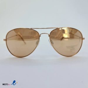 عکس از عینک آفتابی خلبانی آینه ای با فریم فلزی طلایی رنگ مدل 430-639