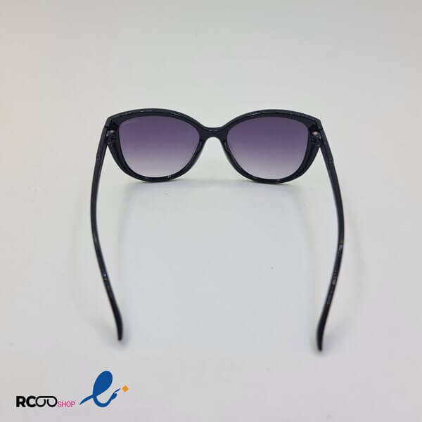 عکس از عینک آفتابی پروانه ای با فریم مشکی و نقره ای اکلیلی مدل 3106