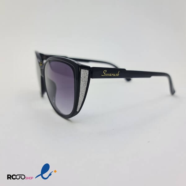 عکس از عینک آفتابی پروانه ای با فریم مشکی و نقره ای اکلیلی مدل 3106