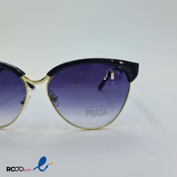 عکس از عینک آفتابی زنانه کلاب مستر با فریم مشکی و طلایی برند پرادا prada مدل 845