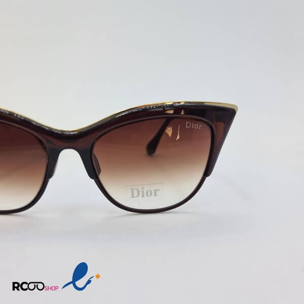 عکس از عینک آفتابی گربه ای اصل با فریم قهوه ای برند dior مدل 327