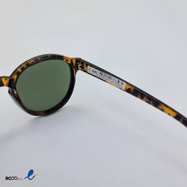 عکس از عینک آفتابی گرد با فریم قهوه ای چند رنگ و عدسی رنگ سبز مدل 324-932