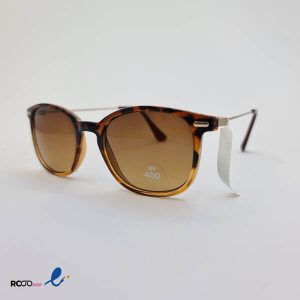 عکس از عینک آفتابی مستطیلی با فریم قهوه ای و دسته فلزی مدل 430-492