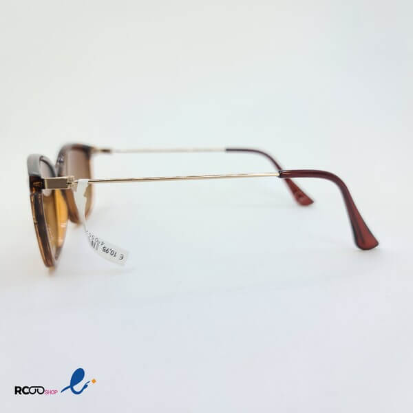 عکس از عینک آفتابی مستطیلی با فریم قهوه ای و دسته فلزی مدل 430-492
