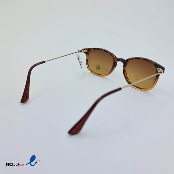 عکس از عینک آفتابی مستطیلی با فریم قهوه ای و دسته فلزی مدل 430-492