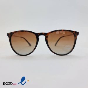 عکس از عینک آفتابی گرد پلاریزه با فریم قهوه ای و دسته ظریف طلایی رنگ مدل 477-326