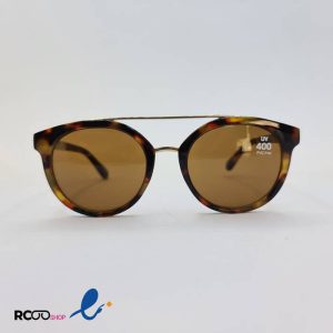 عکس از عینک آفتابی گرد با فریم لاک پشتی و دو پل بینی طلایی مدل 324-416