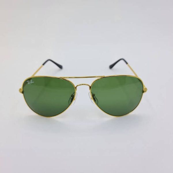 عکس از عینک آفتابی خلبانی اورجینال برند ریبن با فریم طلایی و لنز سبز مدل bl3026