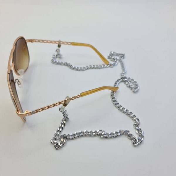 عکس از بند عینک استیل با کیفیت با رنگ نقره ای مدل 991560