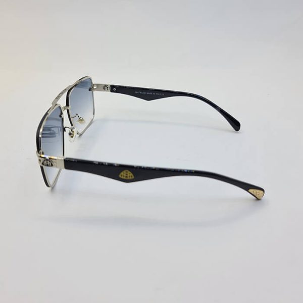 عکس از عینک آفتابی میباخ فریم لس نقره ای و دسته مشکی و عدسی آبی سایه روشن مدل 22036