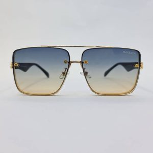 عکس از عینک آفتابی میباخ Maybach با فریم مربعی و طلایی و دسته مشکی رنگ با عدسی دو رنگ مدل 236