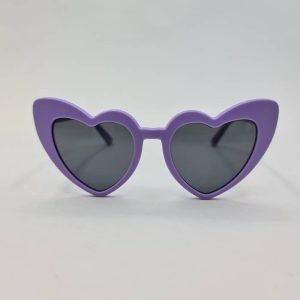 عکس از عینک آفتابی بچه گانه ژله ای پلاریزه با فریم قلبی و بنفش مدل 052