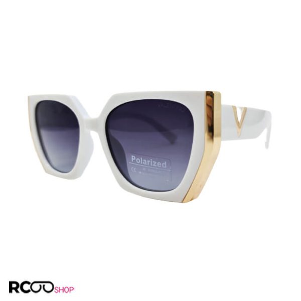 عکس از عینک آفتابی پلار با فریم سفید و طلایی رنگ برند valentino مدل vn58002