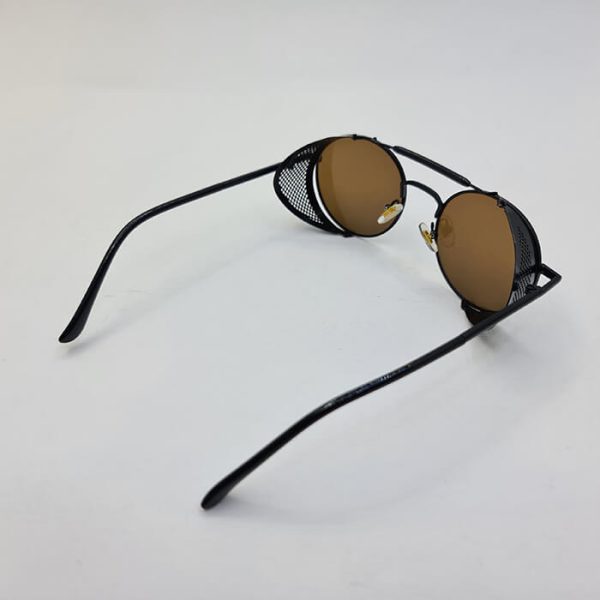 عکس از عینک آفتابی گرد فانتزی با عدسی قهوه ای و محافظ توری کنار لنز مدل 210