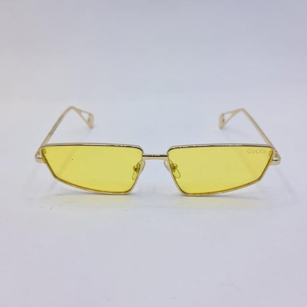 عکس از عینک فانتزی برند گوچی با فریم طلایی رنگ و فلزی و عدسی زرد مدل 003