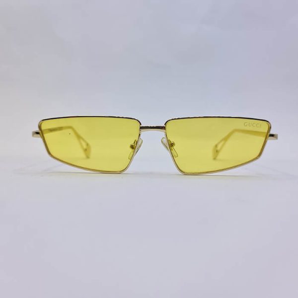 عکس از عینک فانتزی برند گوچی با فریم طلایی رنگ و فلزی و عدسی زرد مدل 003