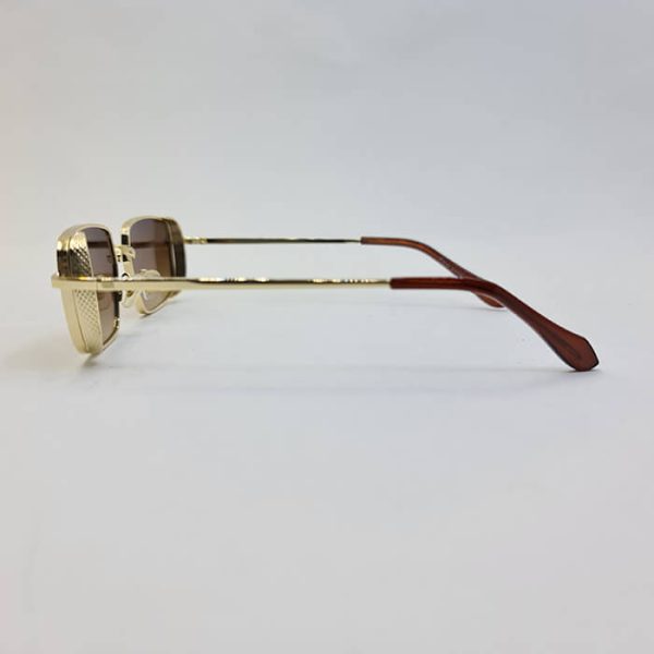 عکس از عینک آفتابی dior با فریم مستطیلی و طلایی رنگ و لنز قهوه ای مدل 9574