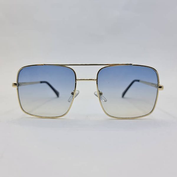 عکس از عینک شب دیتیای با فریم مربعی و طلایی رنگ و عدسی آبی مدل 1003