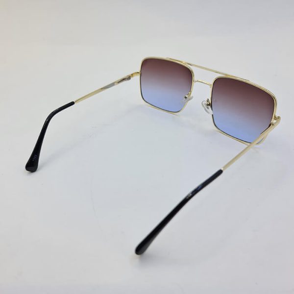 عکس از عینک آفتابی ditiai با فریم مربعی و طلایی و لنز قهوه ای و دسته فنری مدل 1003