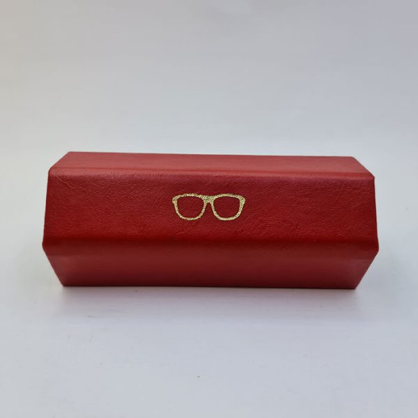 عکس از قاب عینک شش ضلعی از جنس چرم و رنگ قرمز مدل 991654