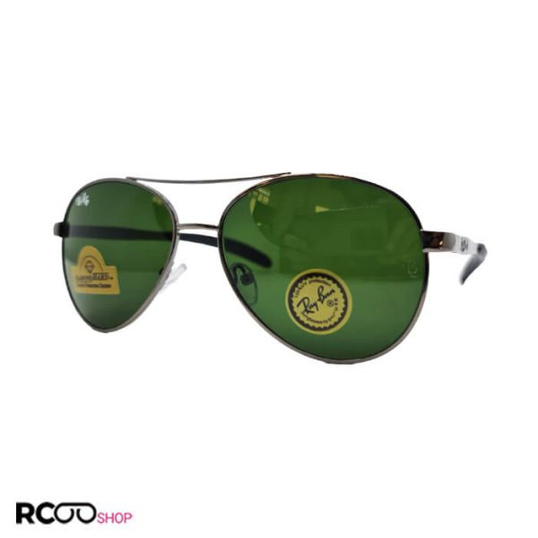 عکس از عینک آفتابی ریبن با فریم نوک مدادی و عدسی شیشه ای سبز و آنتی رفلکس و ضدانعکاس و دسته فنری مدل rb8328
