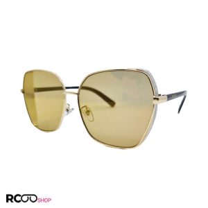 عکس از عینک آفتابی شاین دار با فریم طلایی و عدسی آینه ای مدل 28011