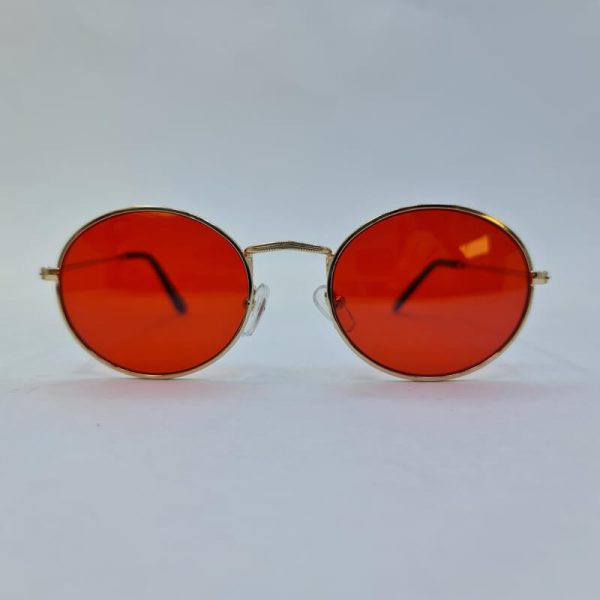 عکس از عینک شب بیضی شکل با فریم طلایی و عدسی قرمز دیتیای مدل 3612