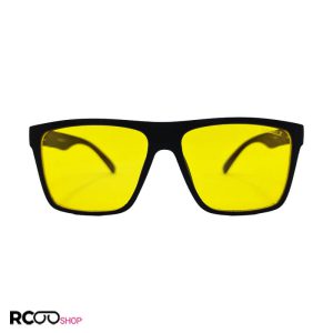 عکس از عینک شب با فریم مشکی و دسته چوبی و عدسی زرد desel مدل 98015