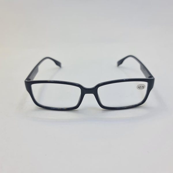 عکس از عینک مطالعه با نمره +2. 75 با فریم مشکی براق و مستطیلی مدل ch1502