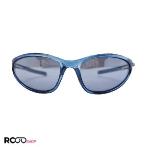 عکس از عینک ورزشی آینه ای با فریم آبی و دسته نقره ای مدل 109